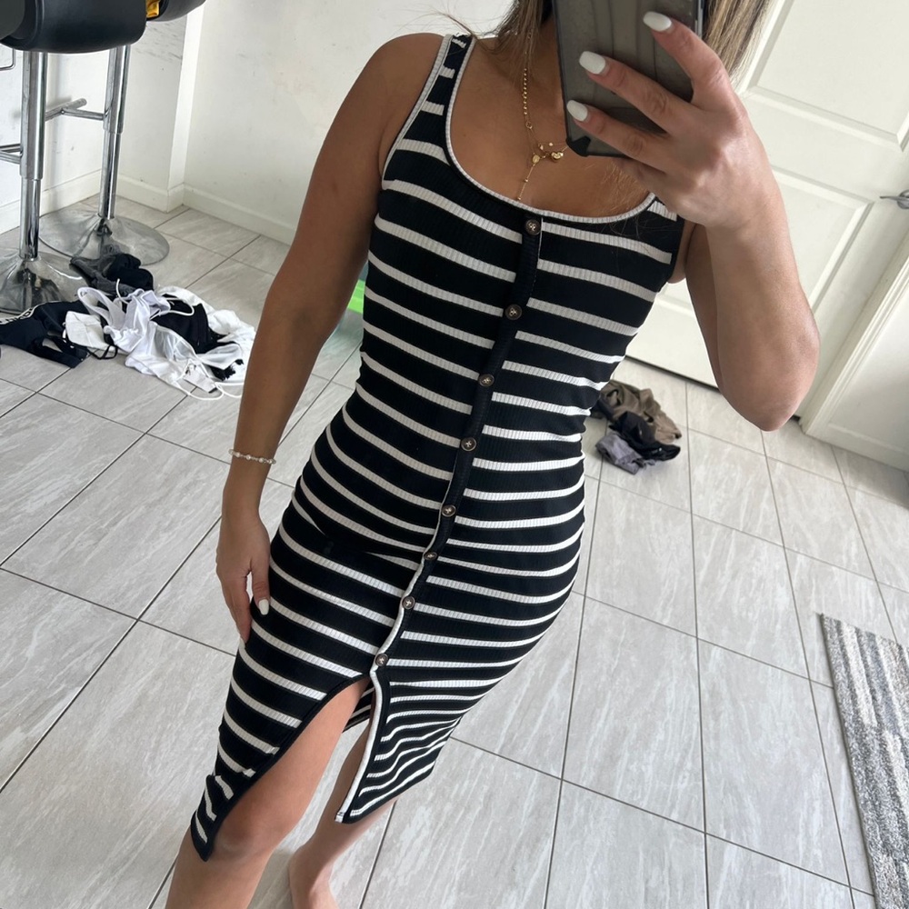 Midi dress black&white